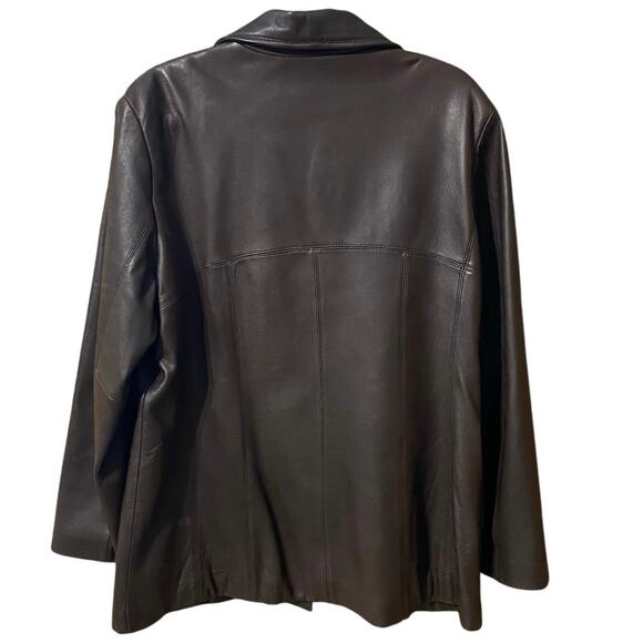 Siena Genuine Leather Jacket Chocolate Brown XL Button Front Mid-Length Coat - Picture 4 of 11